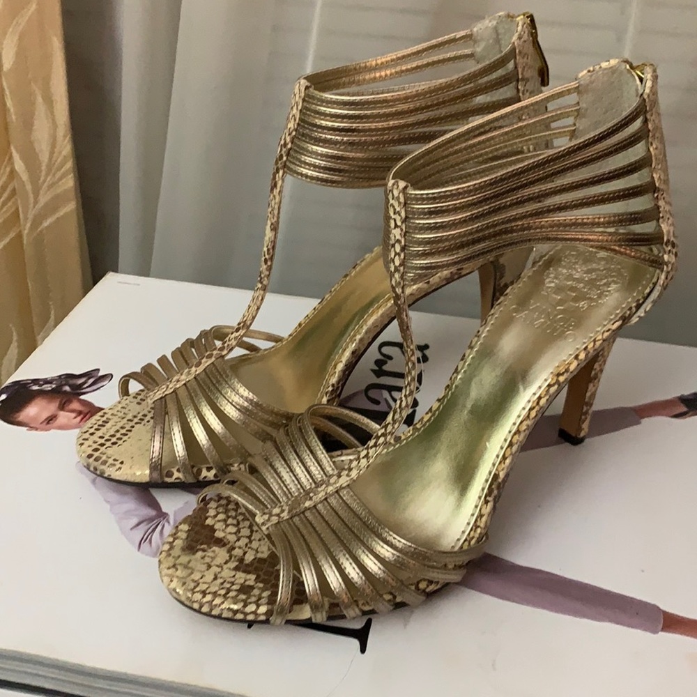 Vince Camuto Gold Snake heels